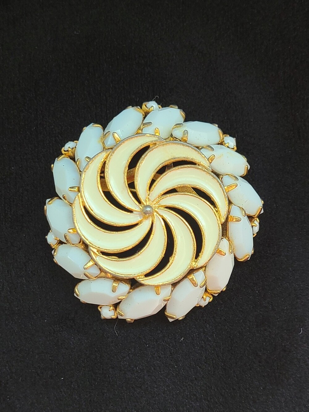 Vintage Milk Glass Brooch
